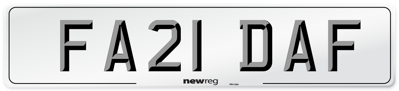 FA21 DAF Number Plate from New Reg